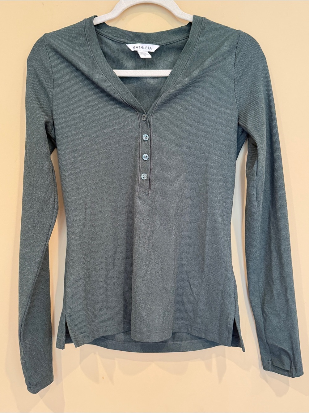 Athleta Long-Sleeve Henley Top in Dusty Teal